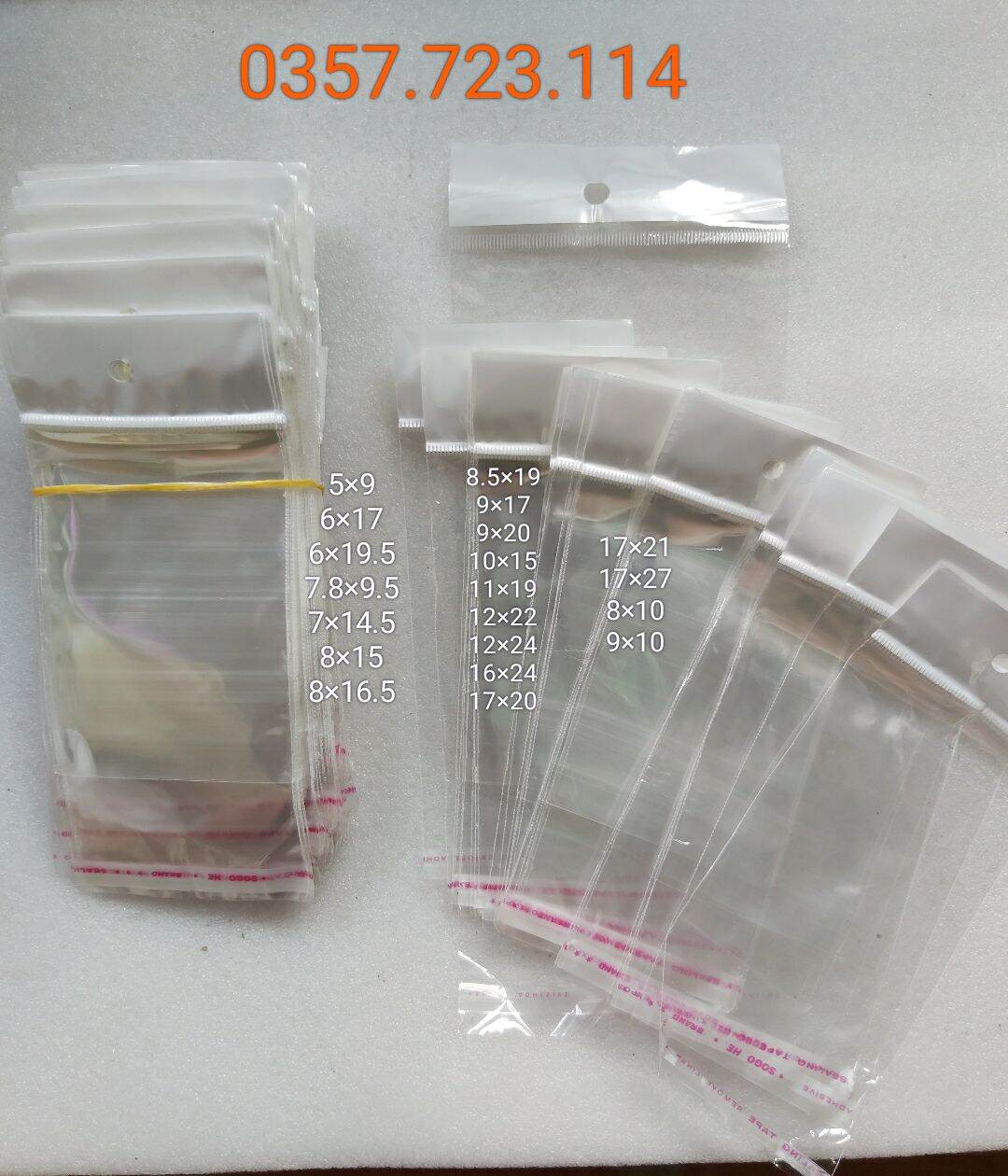 1kg túi bóng màng ngọc opp dán miệng đục lỗ