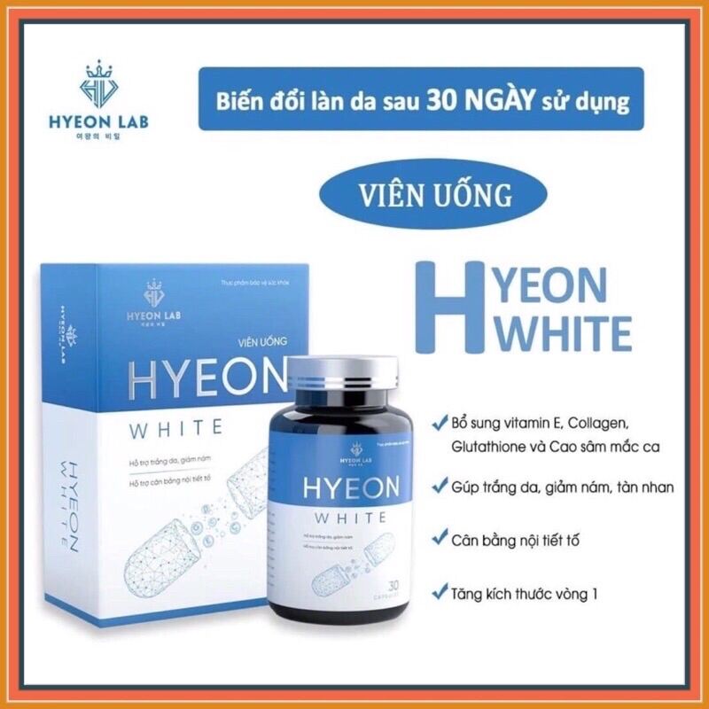 Viên uống trắng da HYEON WHITE - bí quyết dưỡng da trắng hồng và cân bằng nội tiết tố hiệu quả thumbnail