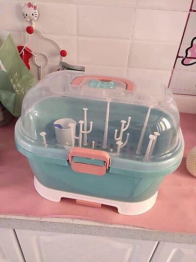 Giá Khay Úp Bình Sữa Có Van Thoát Hơi Ẩm - Dụng cụ úp bình sữa có nắp đậy cho bé rất hợp vệ sinh chất nhựa PP