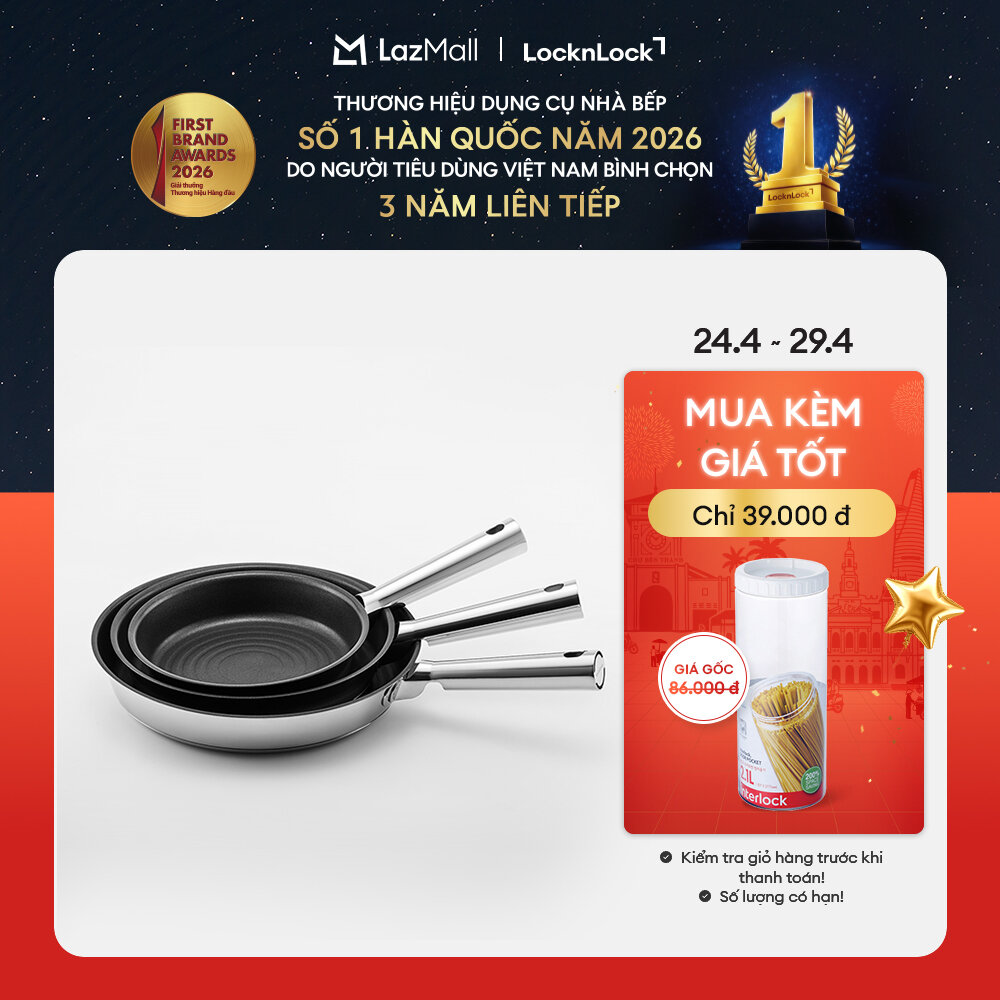 Chảo, Chảo sâu lòng inox chống dính Suit STS LockLock 20cm, 24cm, 28cm, tay cầm inox, dùng được bếp từ (CSW2820/CSW2420/CSF2820/CSF2420/CSF2020)