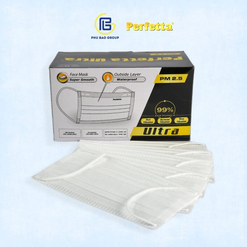 [Bịch 10 cái]Khẩu trang kháng khuẩn Perfetta Ultra 4 lớp