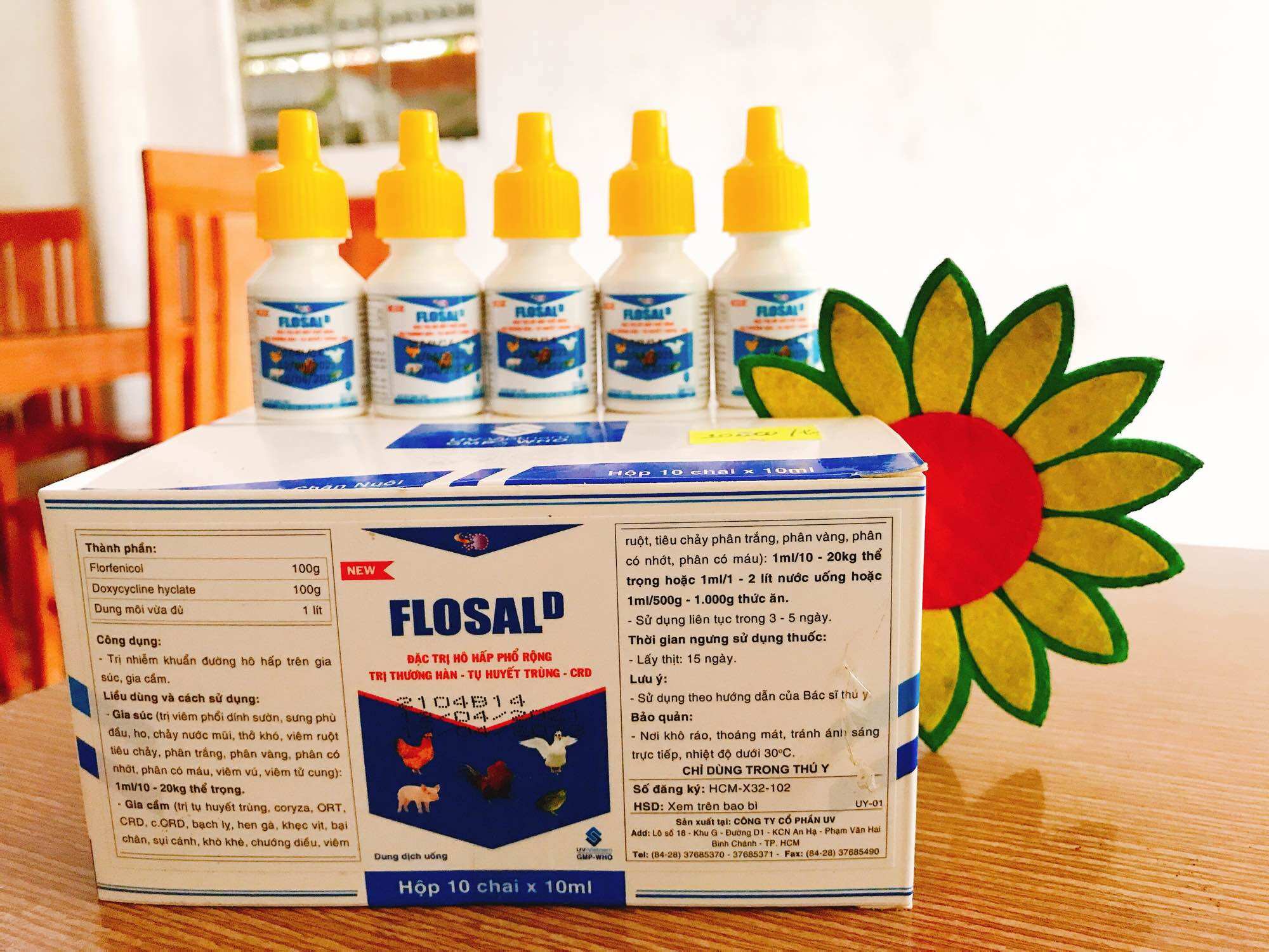 FLOSAL D 10ml hen, khẹc gà vịt