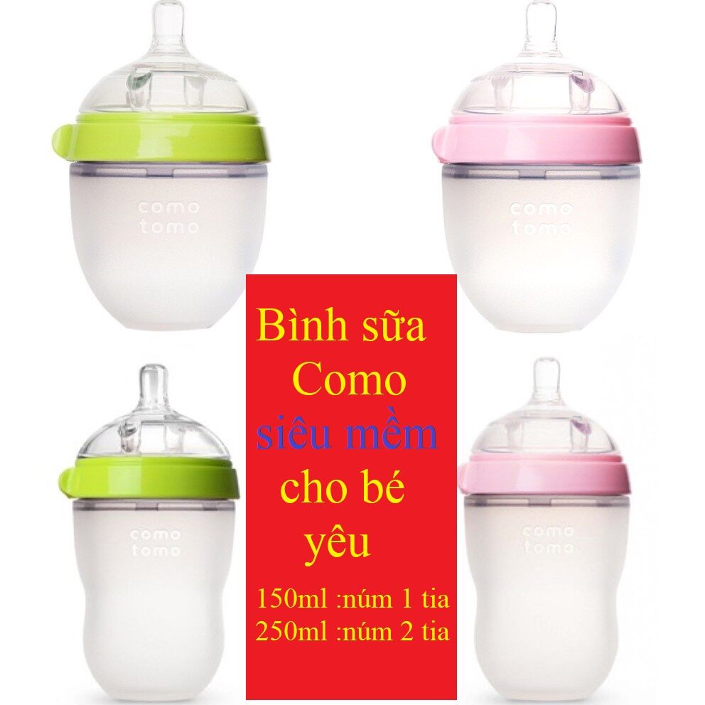 Bình sữa comotomo 150ml núm 1 tia siêu mềm dành từ 0 tháng tuổi