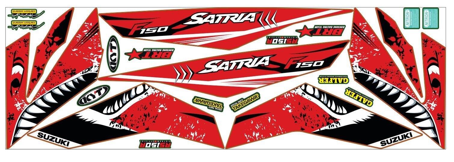 Tem rời satria cá mập đỏ đen cực đẹp , tặng kèm logo trang trí
