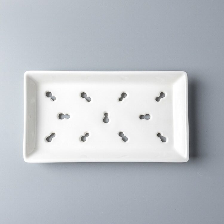 Ceramic Rectangle Porous Steam Tray Dumpling Tray Fish Steam Plate with Hole Multi Functional Plate Seafood Steam Pantry Giá 106,000 Đồng*Miễn phí vận chuyển