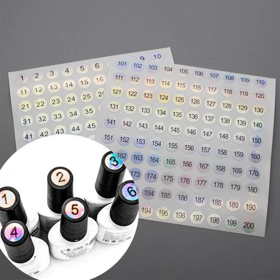 Set tem dán số chai sơn phản quang bảy màu từ 01 đến 300