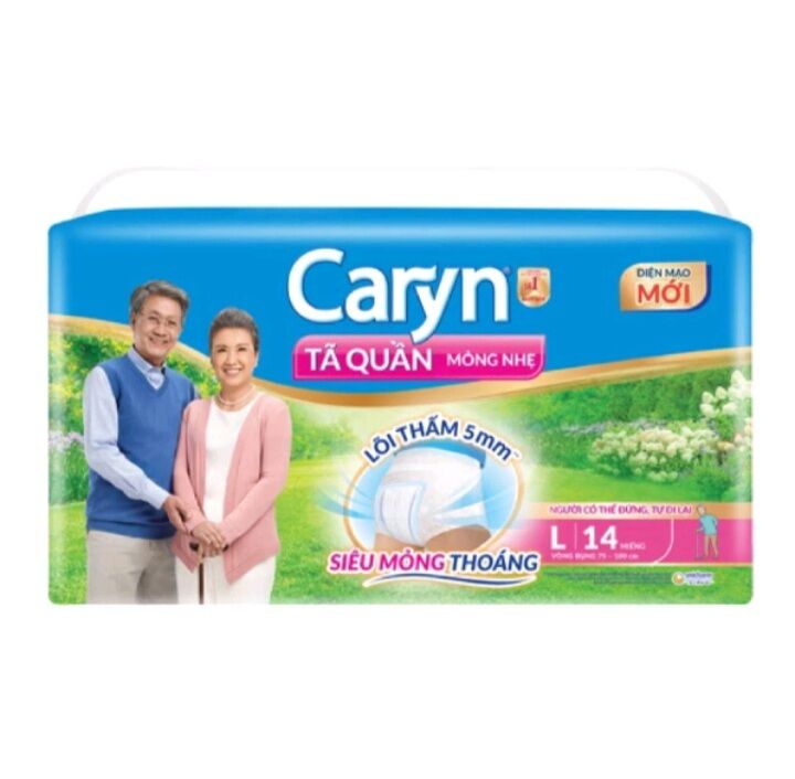 Tã quần người già Caryn size L14 miếng loại mỏng nhẹ