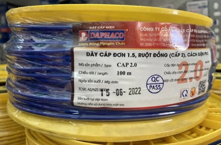 [HCM] DÂY ĐIỆN ĐƠN DAPHACO 2.0 lỗi 7 sợi (cuộn 100m)