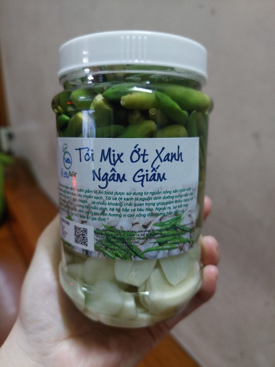 Ớt Xiêm xanh mix Tỏi ngâm giấm
