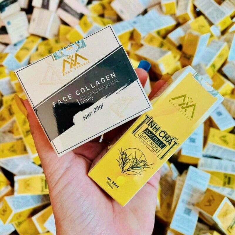 [Chính Hãng] Combo Face Collagen DNA Cá Hồi MEEA Organic và  Tinh chất ampoule saffron
