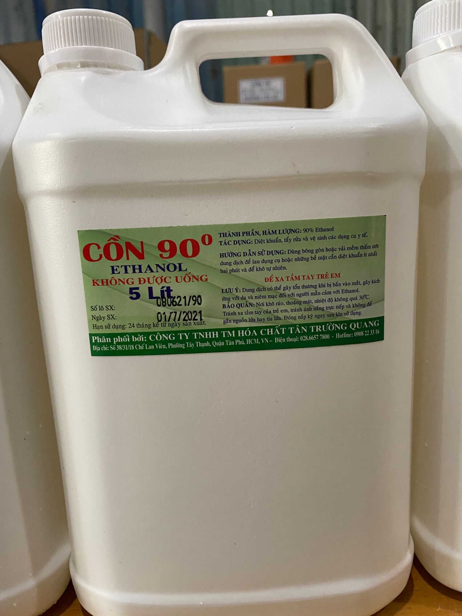 Cồn sát khuẩn 90 can 5 lít, cồn thơm ethanol.đảm bảo sức khoẻ.