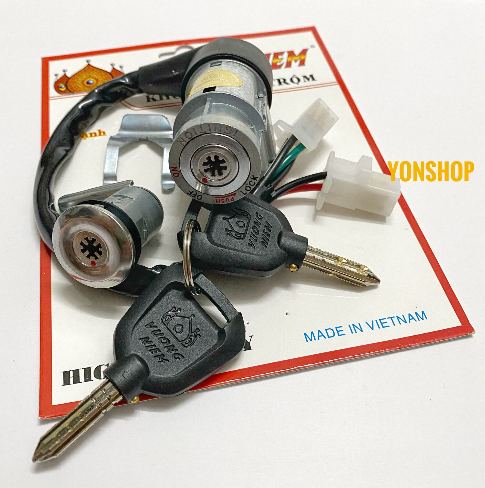 Bộ Ổ Khoá Xe Wave Alpha Đời 2007->2015 2 Giắc Chìa 6 - 8 Cạnh Chống Trộm Hàng Cao Cấp VƯƠNG NIỆM