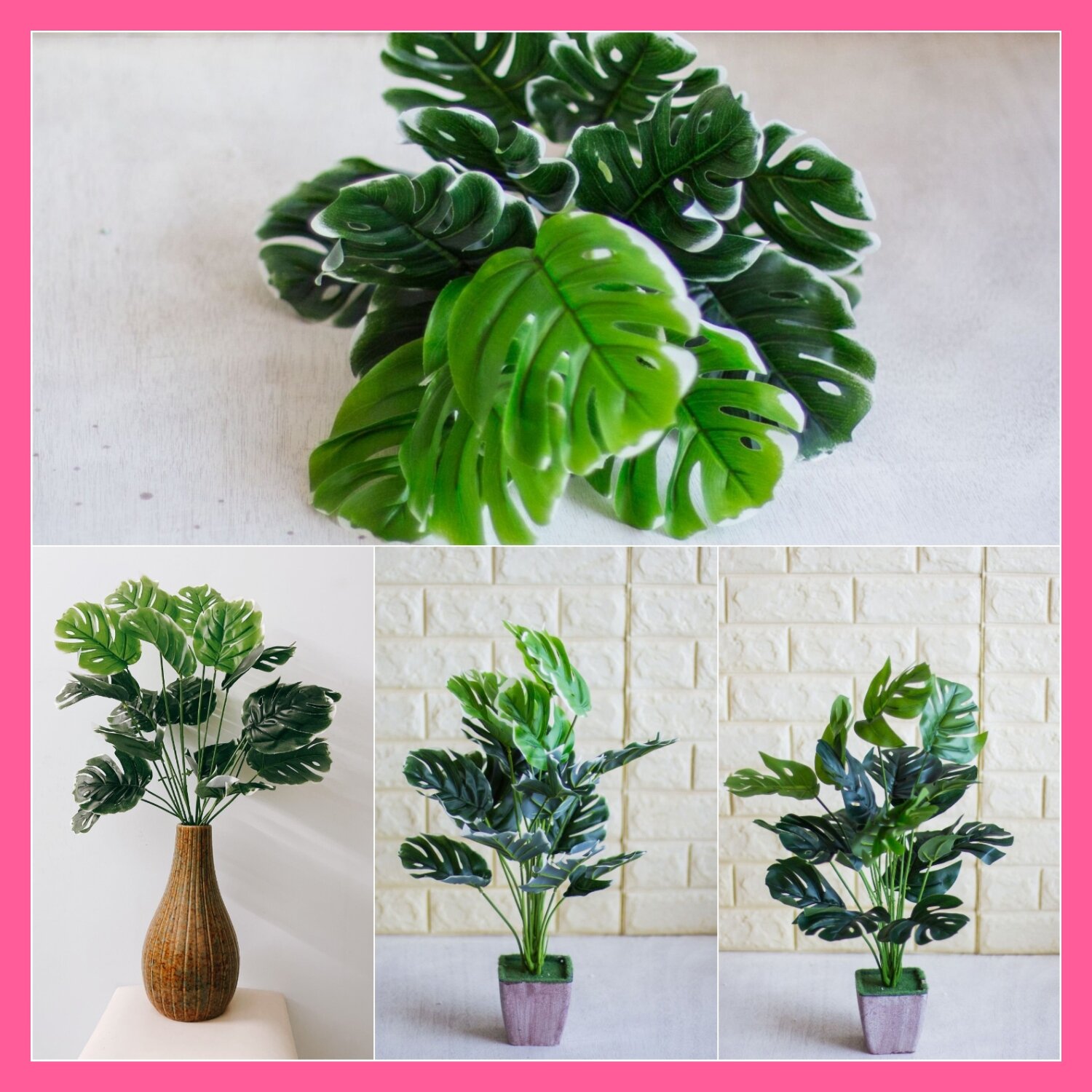 Cây nhựa pvc - cây lá rùa monstera lá rách 18 lá cao 56cm