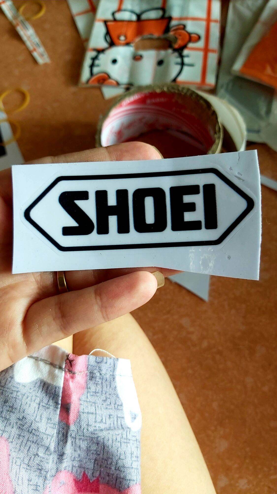 Combo 2 tem shoei trắng đen dán nón xe giá rẻ