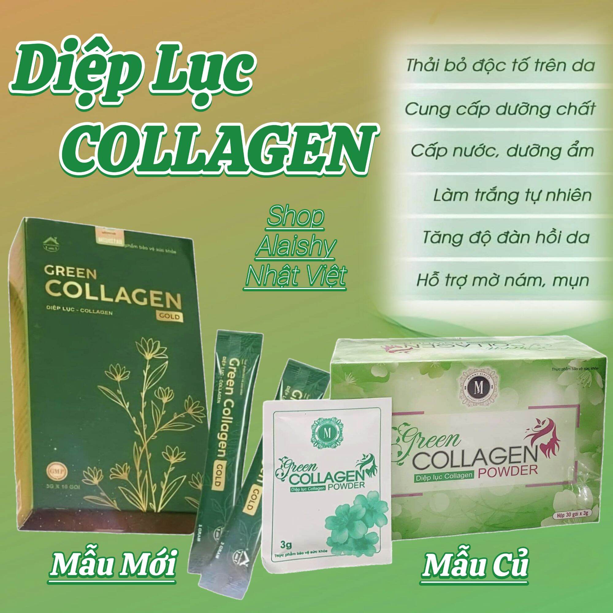 [TẶNG QUÀ] Diệp lục Collagen [Hộp 30 gói] Da đẹp, dáng thon, cải thiện sinh lý nữ - GREEN COLLAGEN GOLG [Chính Hãng 100%]