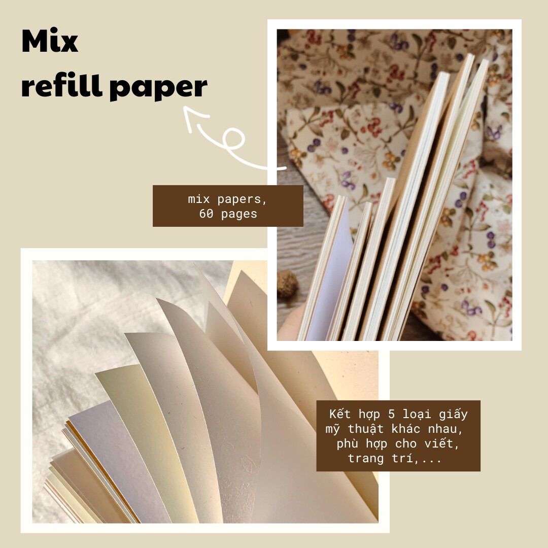 Lõi giấy mix - refill notebook - lam art