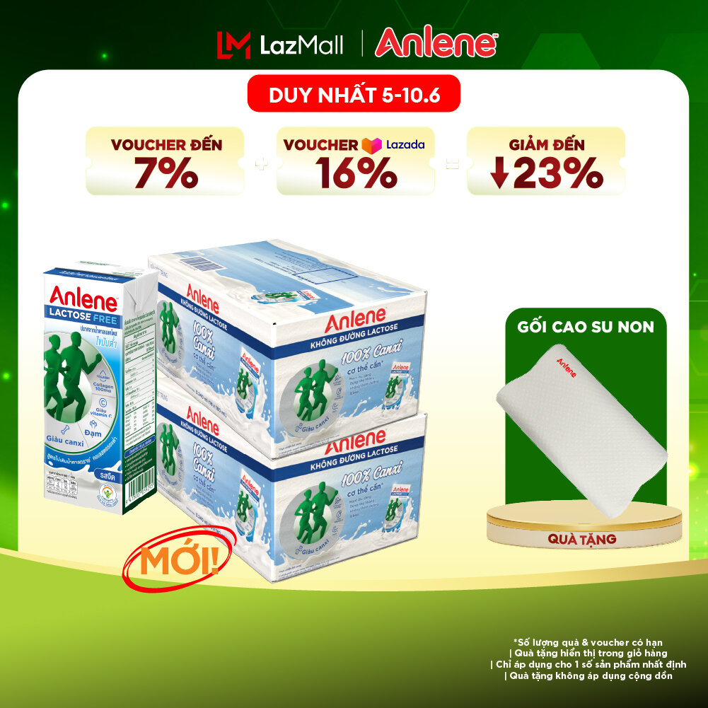 Combo 2 Thùng 36 hộp sữa Anlene không đường Lactose vị nguyên bản 180ml