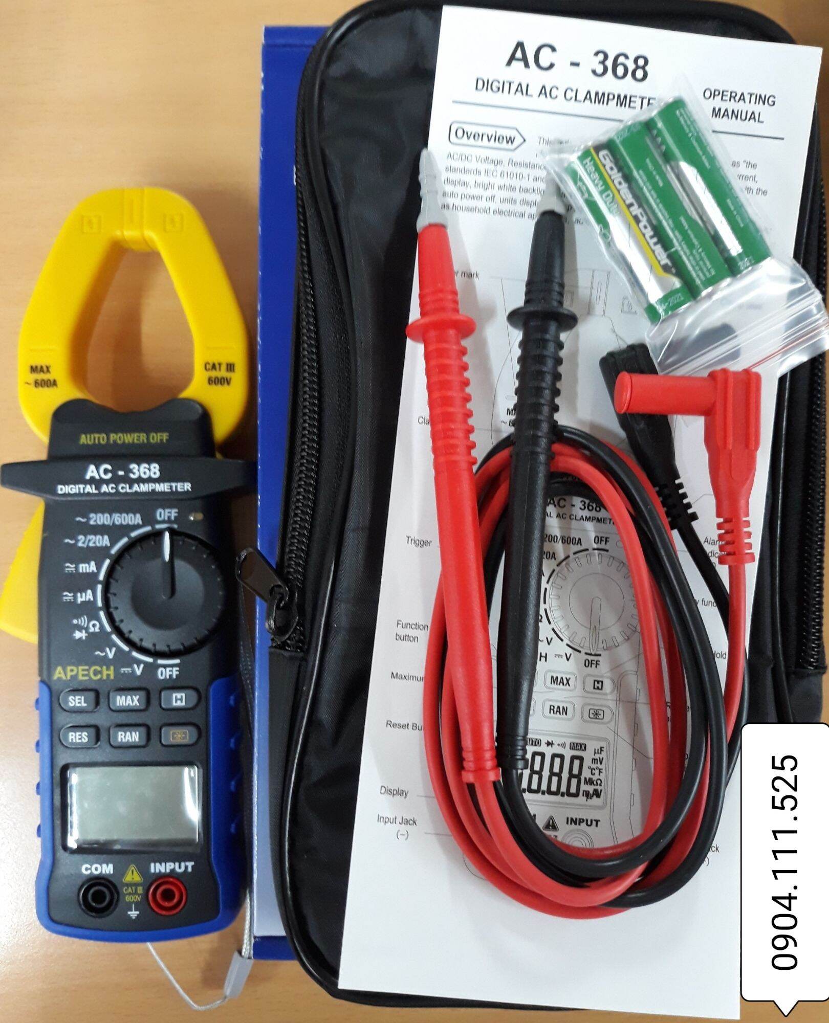 [Hcm]Ampere Clamp Meter for Measuring Ac Current Apech Ac-368 (600A)