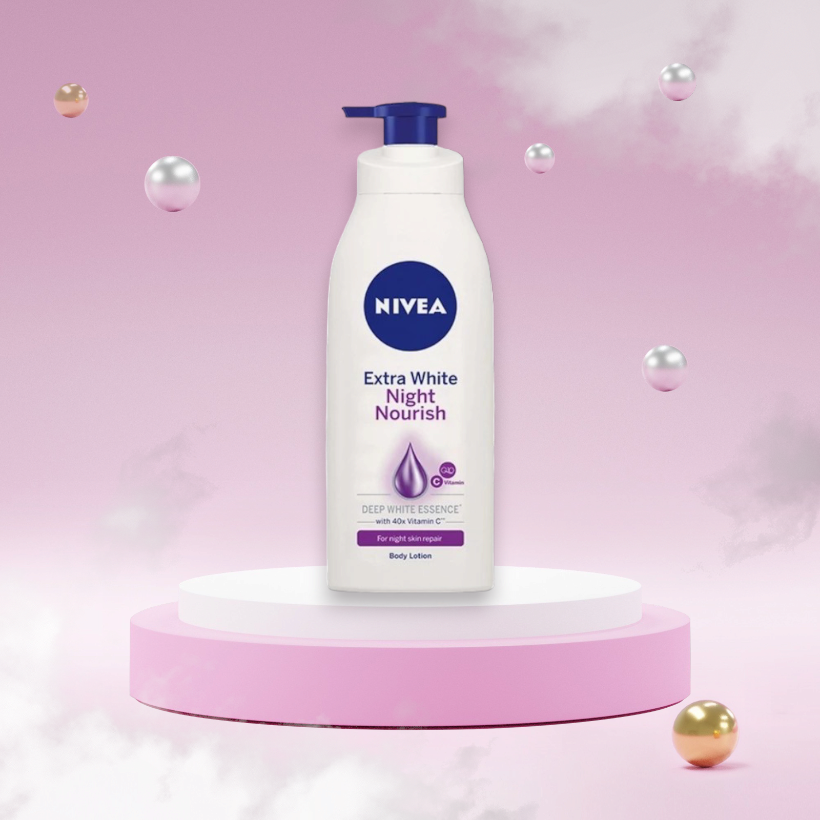 Sữa dưỡng thể dưỡng trắng Nivea phục hồi và săn chắc ban đêm 400ml