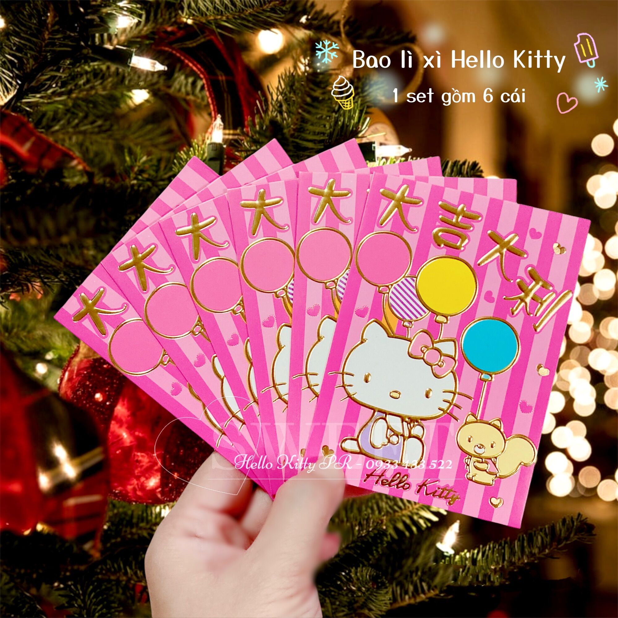 Set 6 bao lì xì Hello Kitty