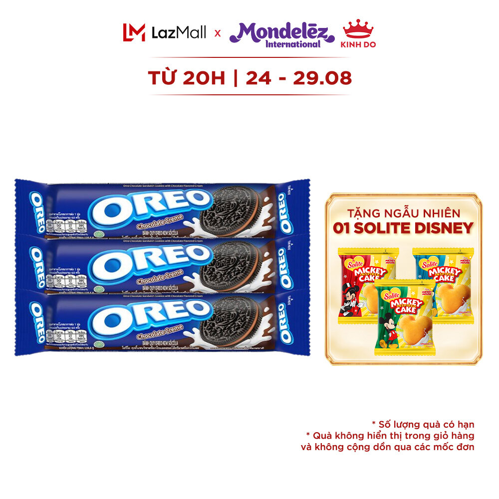 Bánh quy oreo, combo 3 thanh x 119.6g