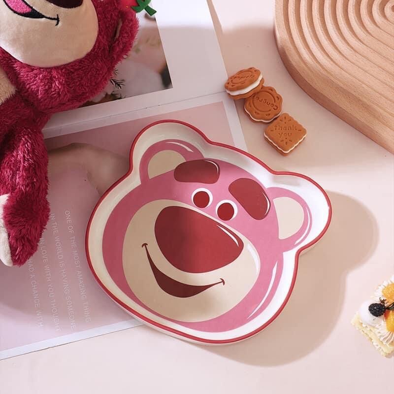 dĩa Gấu Dâu gốm sứ cao cấp đáng yêu dễ thương