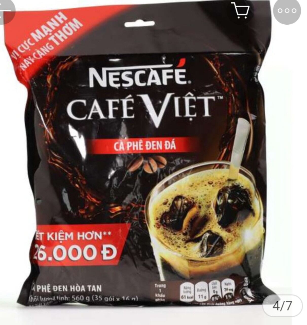 Cà phê đen đá nescafé café việt 560g 35gói