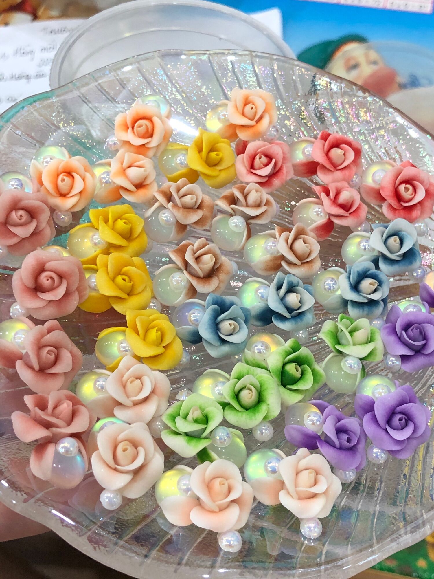 Hoa bột - phụ kiện nail - hồng mắt mèo