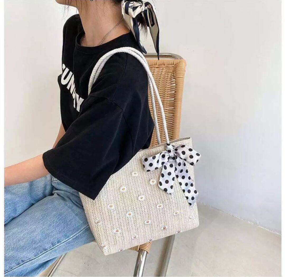 Túi cói thêu hoa cỡ lớn