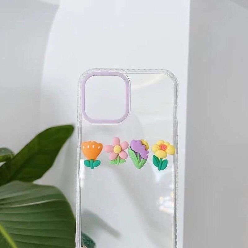 [HCM]Ốp lưng iphone full viền Hoa nhí Tím