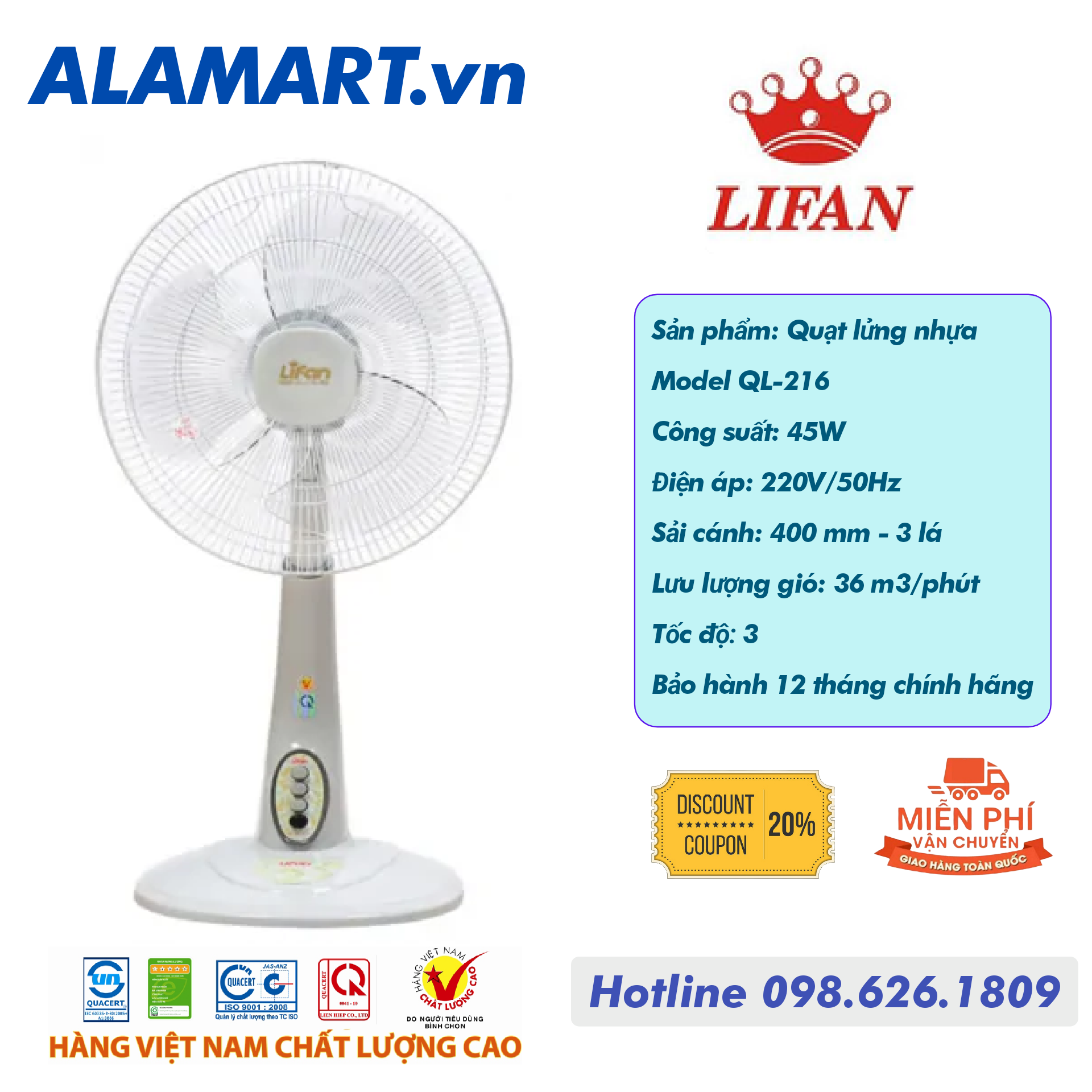 Quạt lửng Lifan QL-216