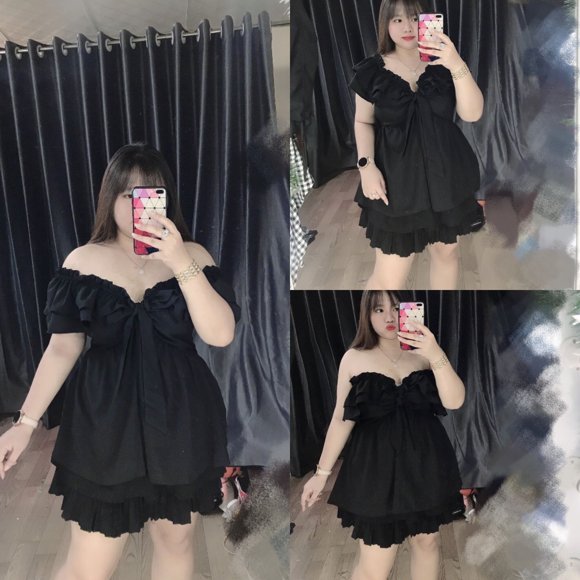 [Bigsize 60-90kg] Áo trễ vai thắt dây