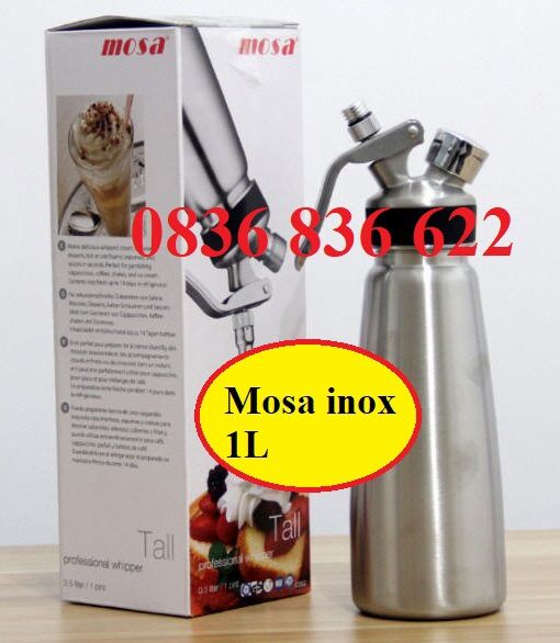 Bình kem tươi mosa inox 1l - hàng cao cấp