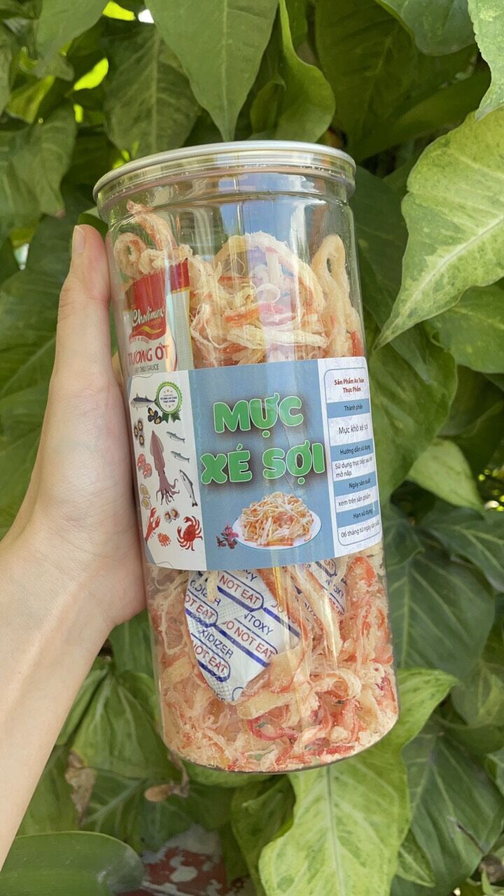 Mực xé sợi hấp nước dừa | Hũ 300g