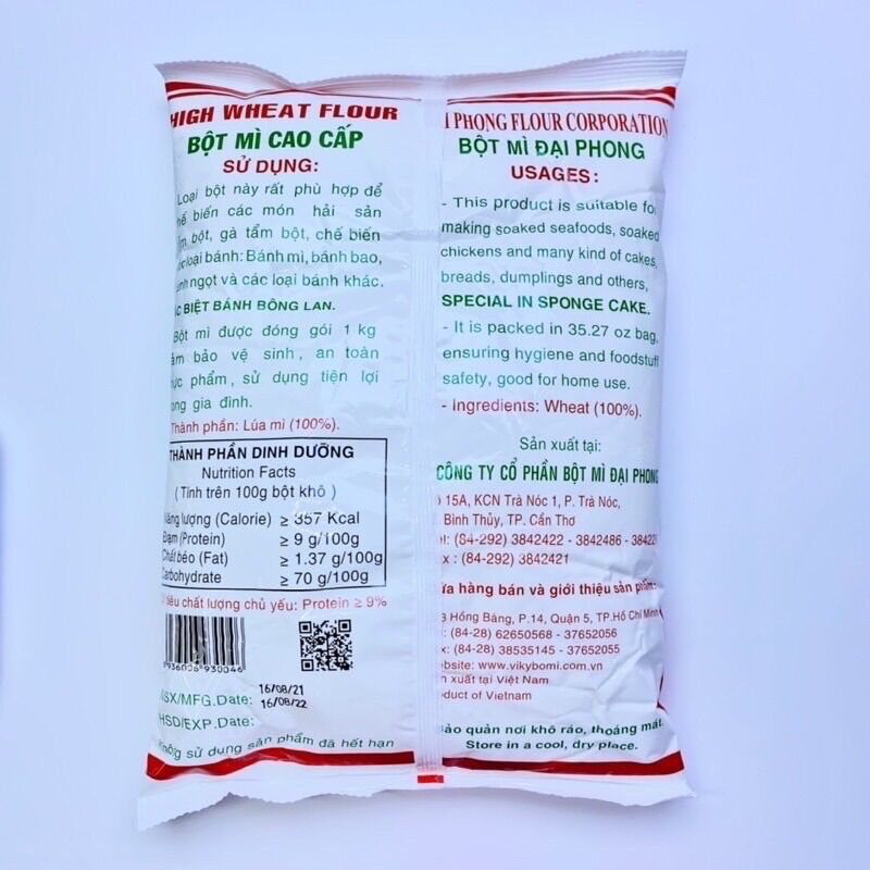 Bột mì đa dụng táo đỏ số 8 Đại Phong 1kg