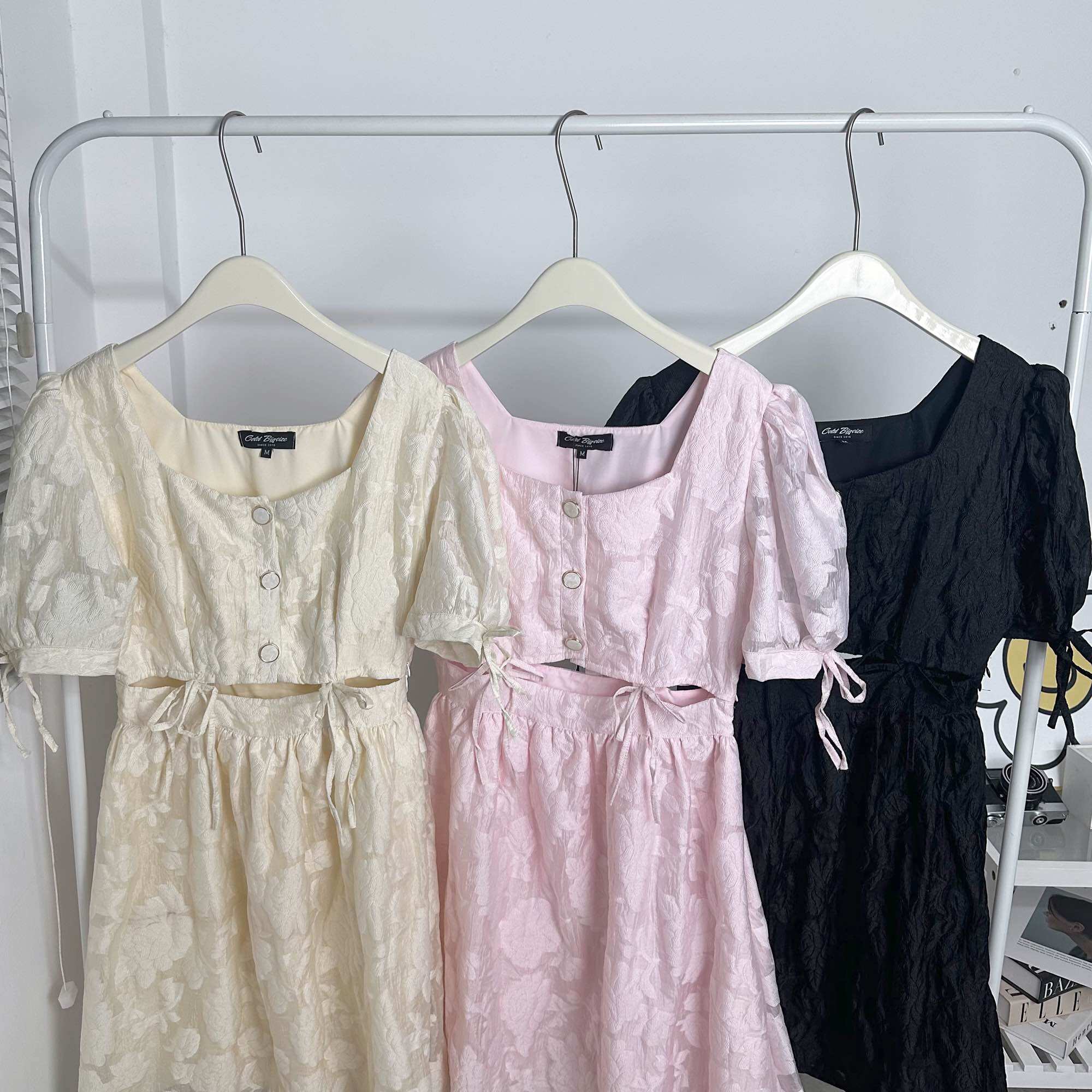 OOTD BIGSIZE | Đầm tay bồng nối eo nơ