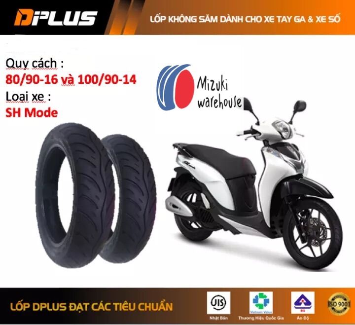 Combo cặp vỏ sh mode 80/90-16 & 100/90-14 dplus
