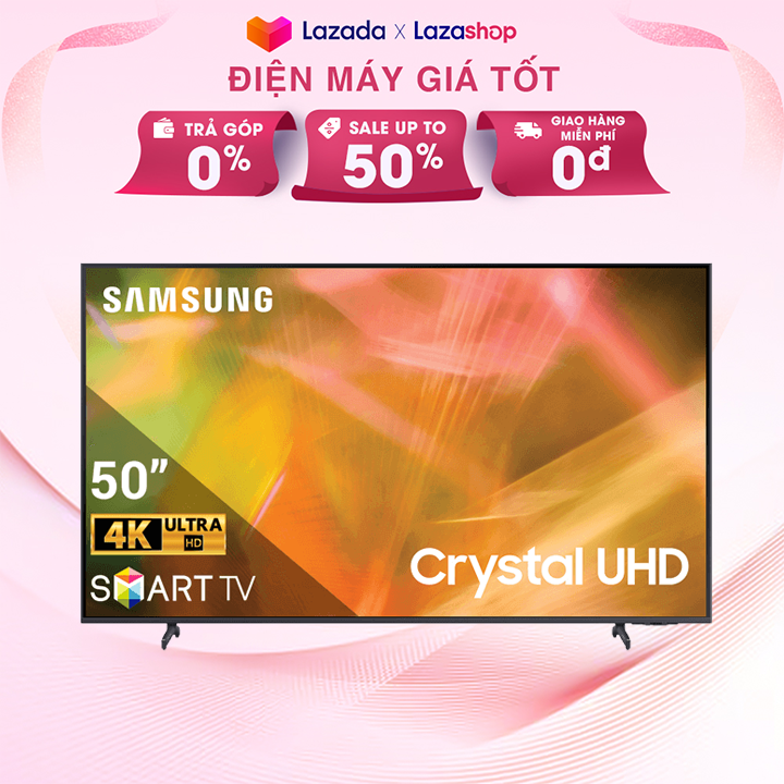Smart tivi samsung 4k 50 inch ua50au8000 50au8000 tizen os, tìm kiếm bằng giọng nói có tiếng việt, điều khiển tivi bằng điện thoại, hdr10+. smartthings, uhd dimming, q - symphony, bluetooth
