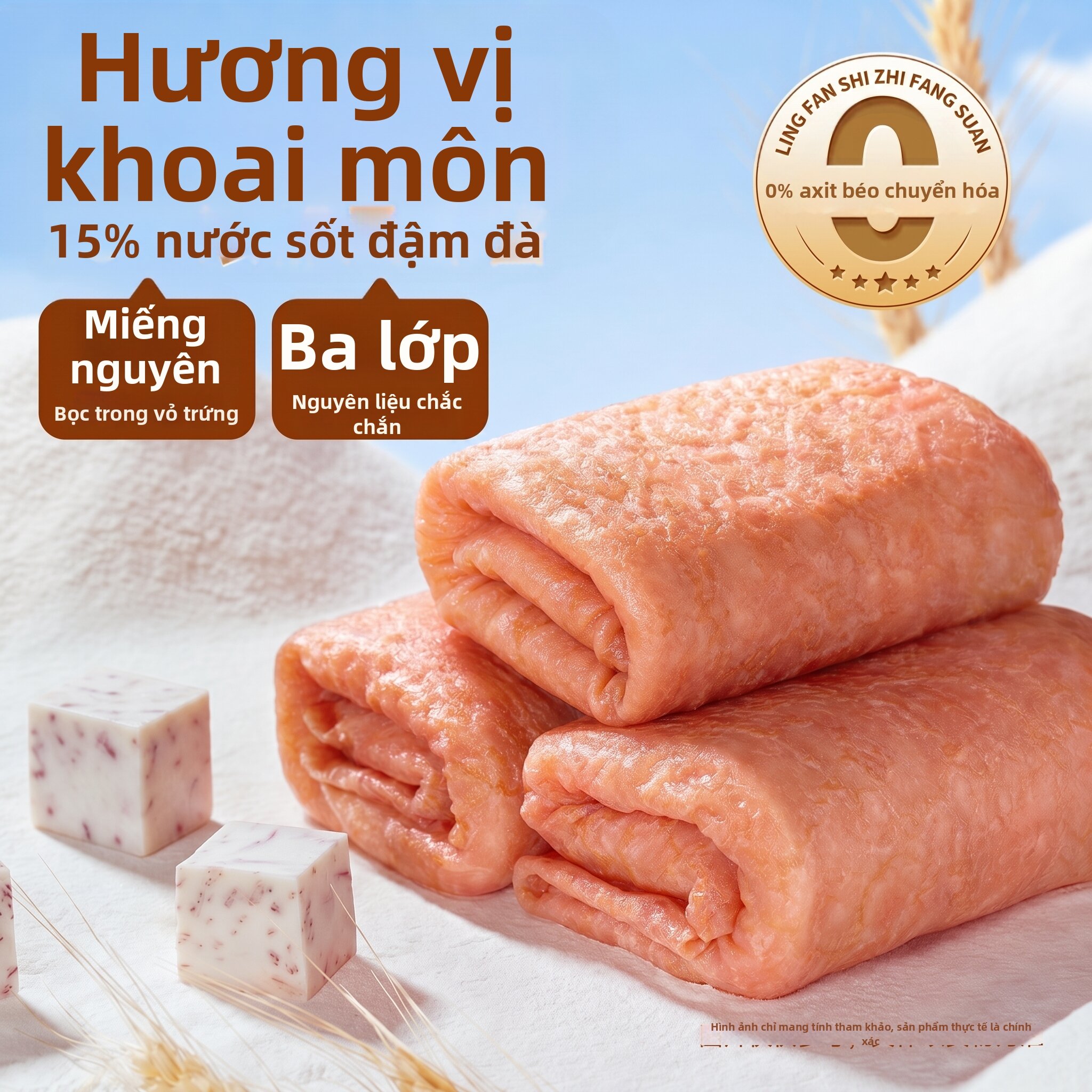Three Squirrels | Bánh Trứng Cuộn Phết Sắn Dây Đa Lớp Nhân Ruốc Thịt
