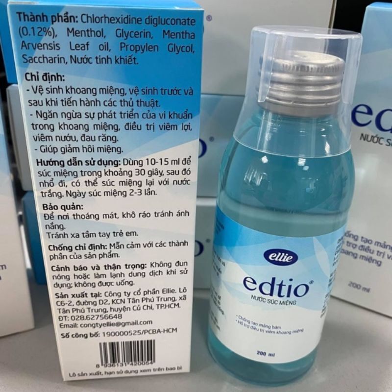 Edtio nước súc miệng 200ml sử dụng tại bv chợ rẫy