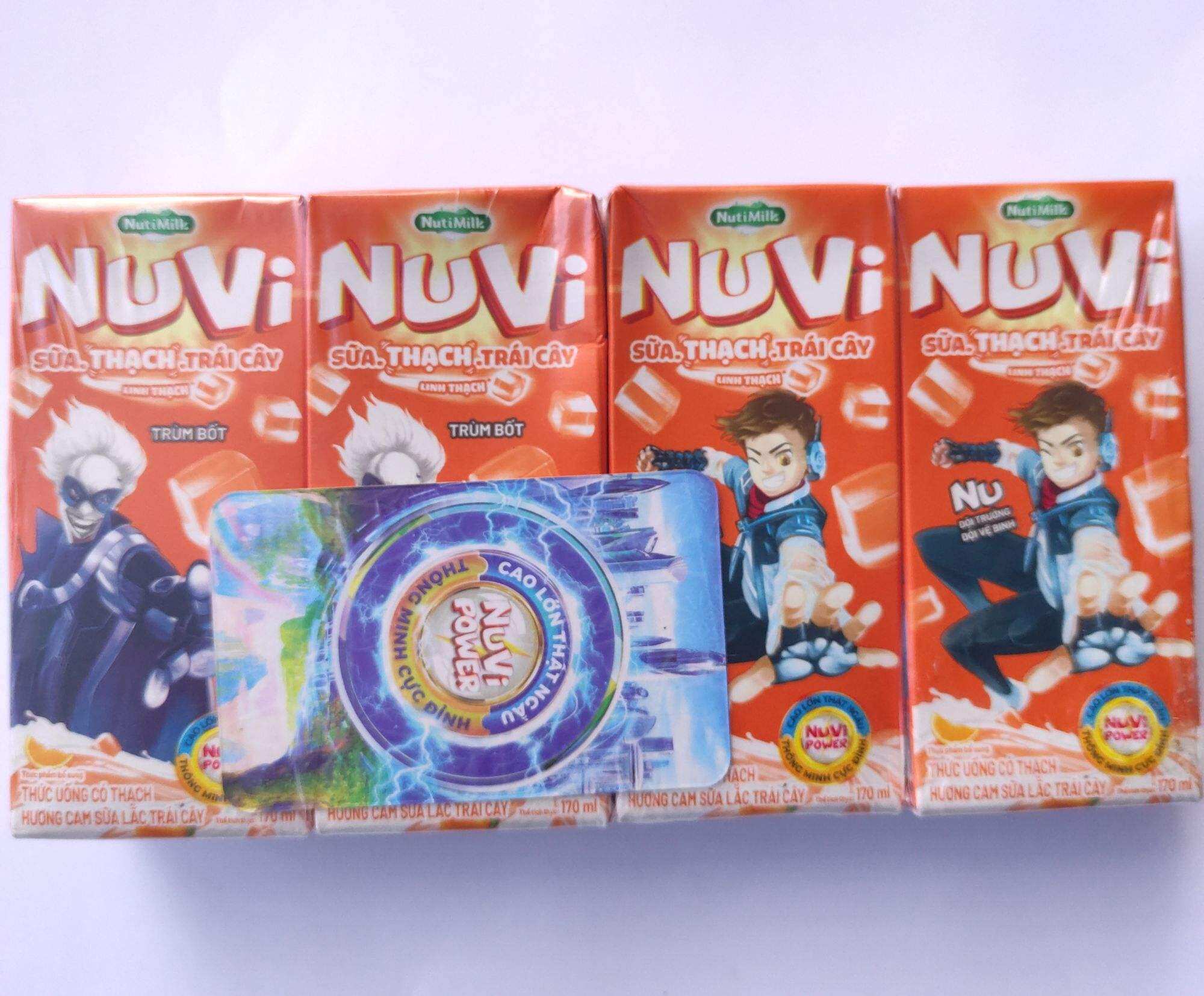 Combo 2 lốc Sữa Nuvi sữa thạch trái cây hương cam lốc 4 hộp x 180ml
