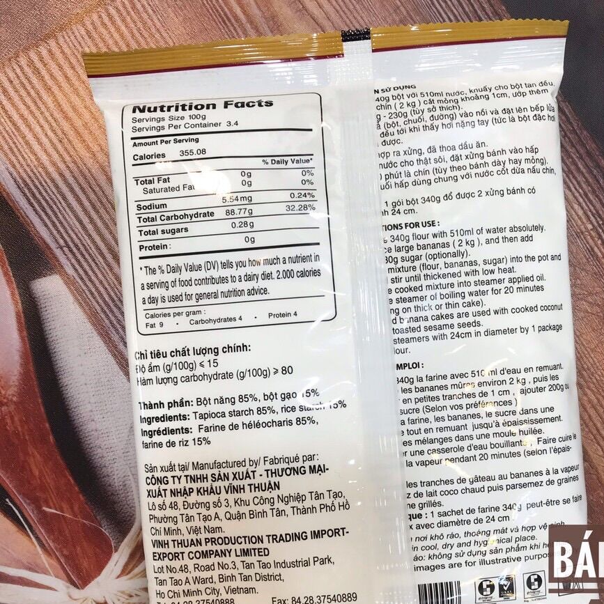 Bột bánh chuối Hấp Vĩnh Thuận 340g -
