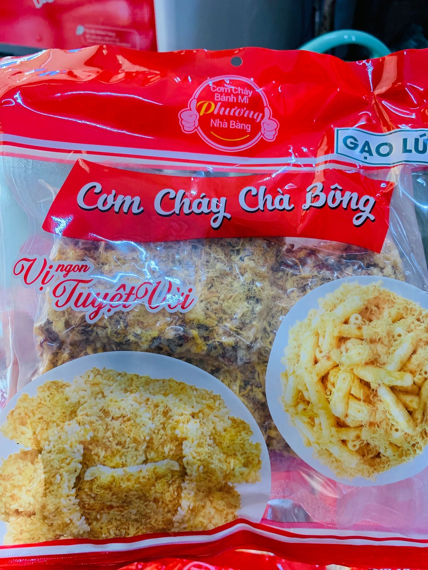 Combo 10 bịch cơm cháy gạo lứt chà bông hiệu Phương Nhà Bàng