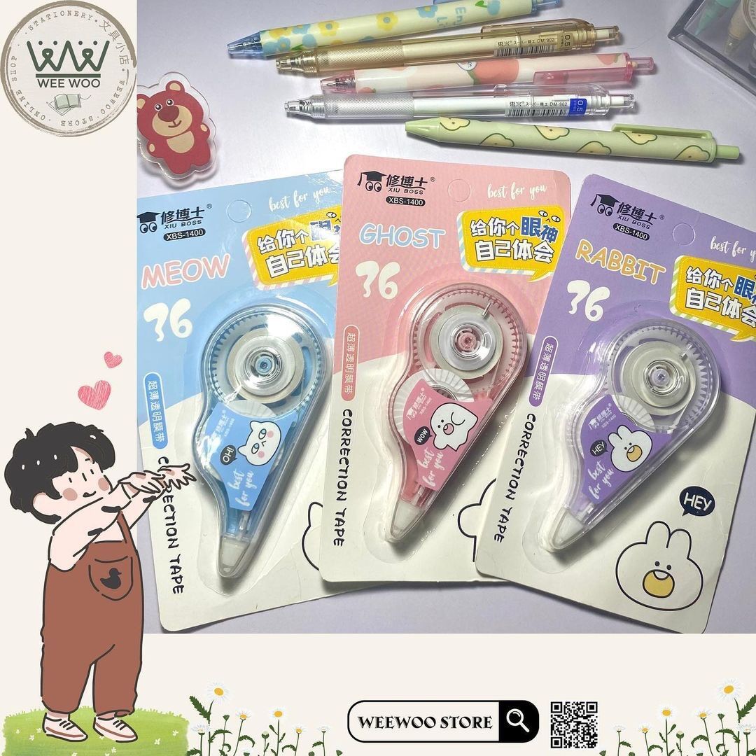 Bút xoá kéo dễ thương màu pastel dài 6m - WeeWoo Store