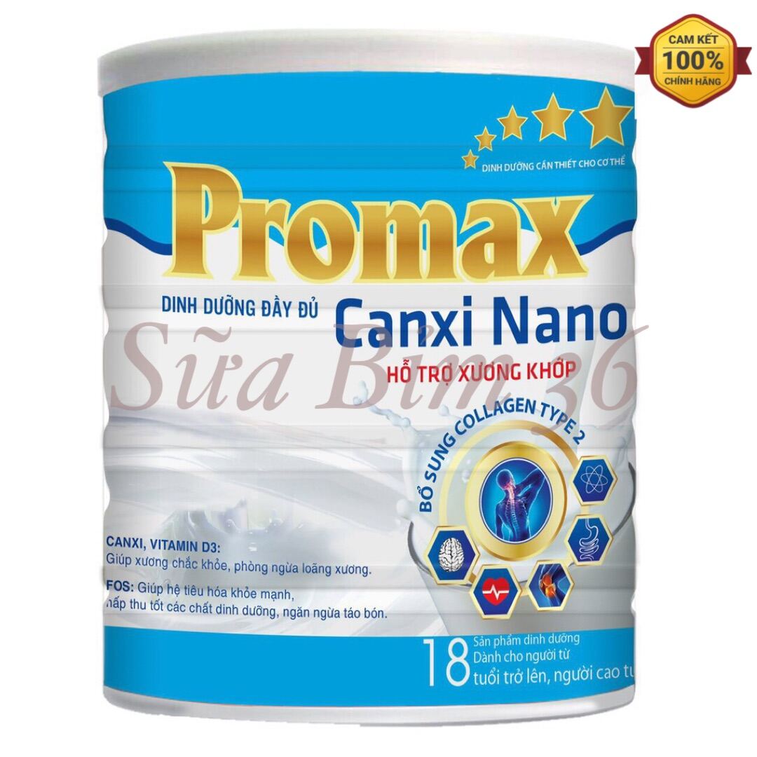 Combo 3lon Promax Canxi Nano từ 18 tuổi hộp 900g Date 2025