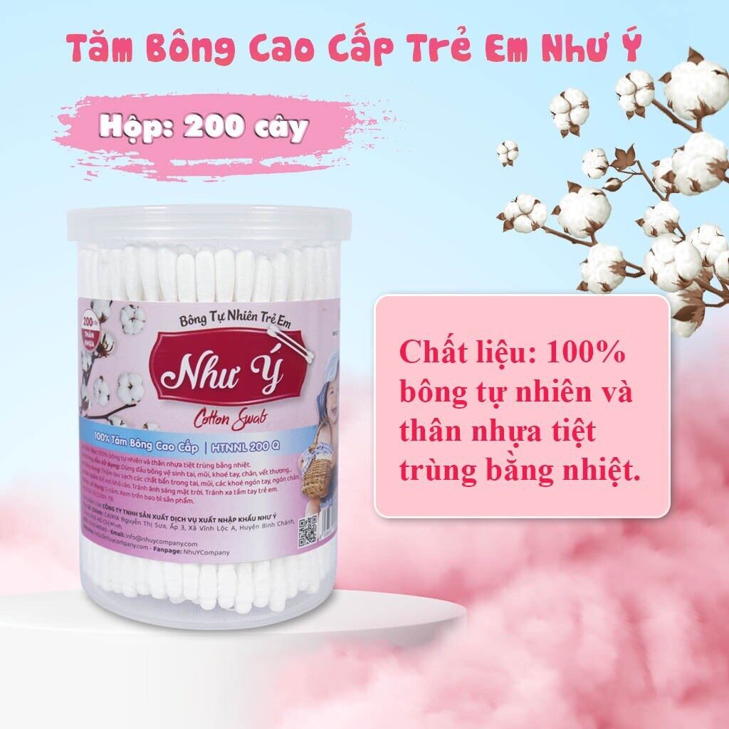 BÔNG TĂM TRẺ EM ( 1 BỊCH 200 CÂY )