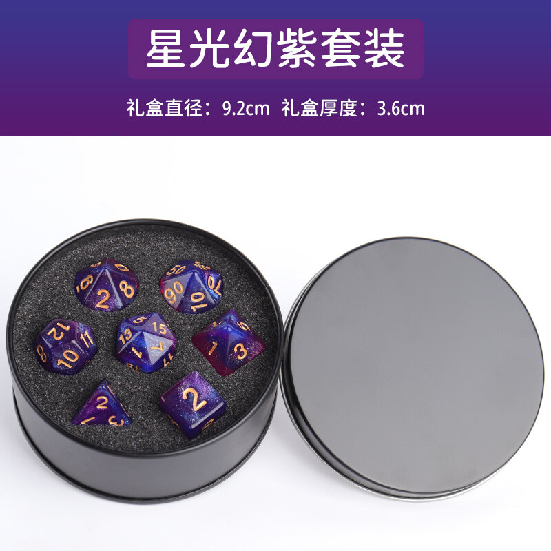 Bộ hộp quà kim loại xúc xắc xúc xắc chạy màu sắc trò chơi trên bàn kesulu nhiều mặt coc 8 acrylic 20 mặt xúc xắc kỹ thuật số
