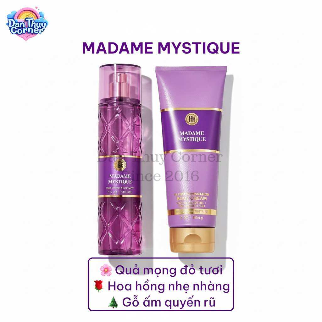 Xịt thơm Body Mist Madame Mystique Bath & Body Works 236ml – Quả mọng đỏ & hoa hồng & gỗ ấm | Dan Thuy Corner