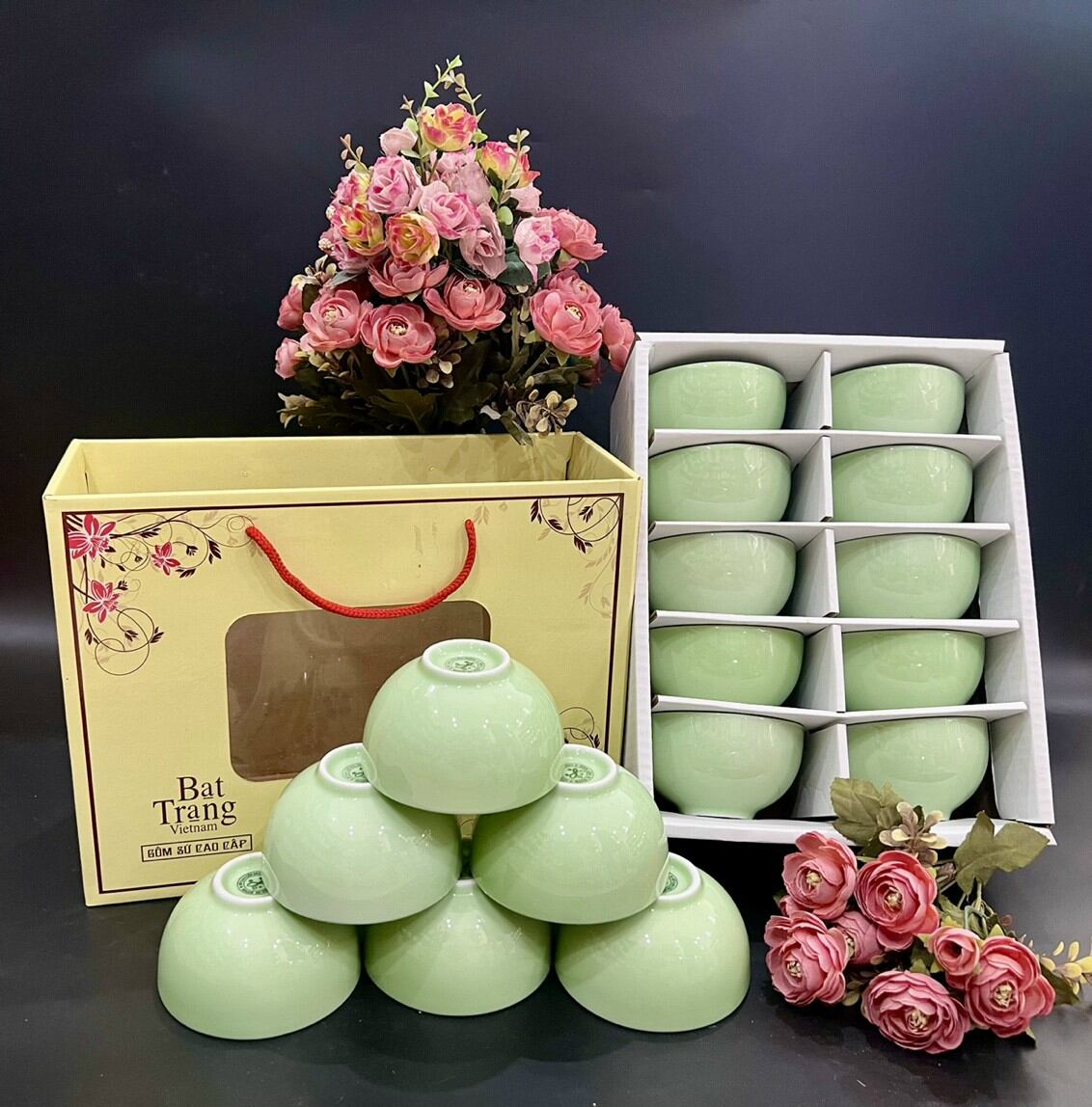 Bộ 10 bát ăn cơm Bát Tràng ( có hộp)