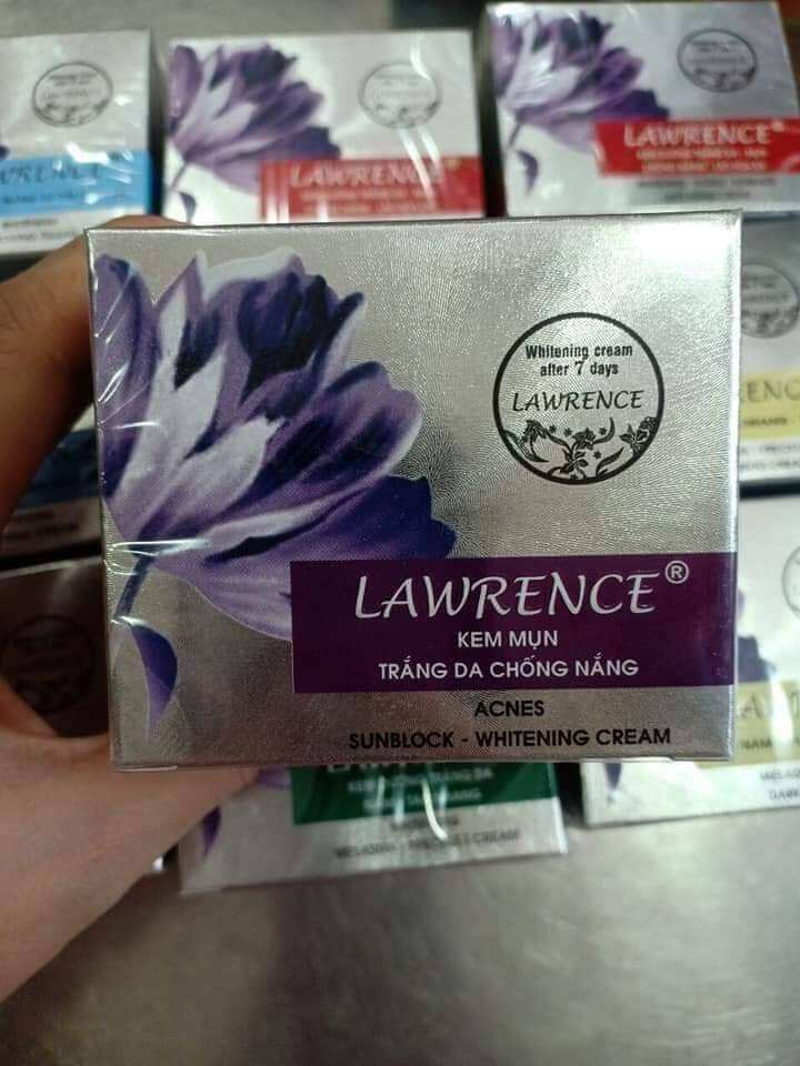 kem lawrence mụn trắng da chống nắng 10g